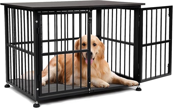 Dog Crate Furniture, 40'' Dog Kennel Indoor Foldable, Sturdy Wooden Dog Crate End Table Easy Assembly with Side Doors for Large and Medium Dog