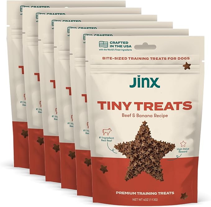 Jinx Beef & Banana Training Treats for Dogs and Puppies, Low-Calorie, All Natural, Slow-Smoked Real Beef, No Fillers 4oz, 6 Pack