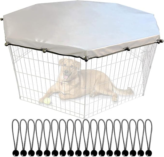 Universal Dog Playpen Cover with Sun/Rain Proof Top, Provide Shade and Security for Outdoor and Indoor, Fits All 24" Wide 8 Panels Pet Exercise Pen (8x24 W Cover, 600D Oxford)
