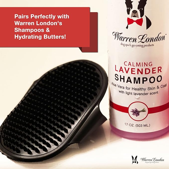 Warren London Grooming Bath Brush for Dogs and Cats | Applicator for Dog Shampoo, Hydrating Butter, or Pet Leave In Conditioner | Black