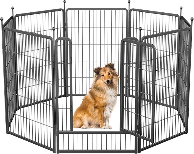 Musen Dog Playpen Indoor Outdoor, 8 Panels Dog Pen 40" Height Dog Fence Exercise Pen with Doors for Large/Medium/Small Dogs, Portable Pet Playpen for Yard, RV, Camping