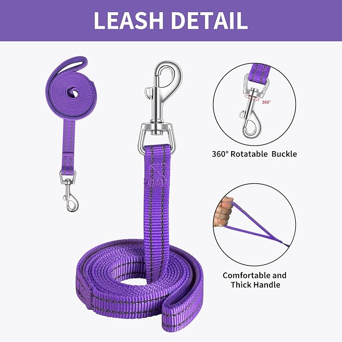 AMTOR Small Dog Harness with Leash Set, No Escape Easy Walk Puppy Harnesses for Training Walking, Step-in Reflective Soft Dogs Vest for XS S Medium Extra-Small Large Sized Dog(Purple,L)