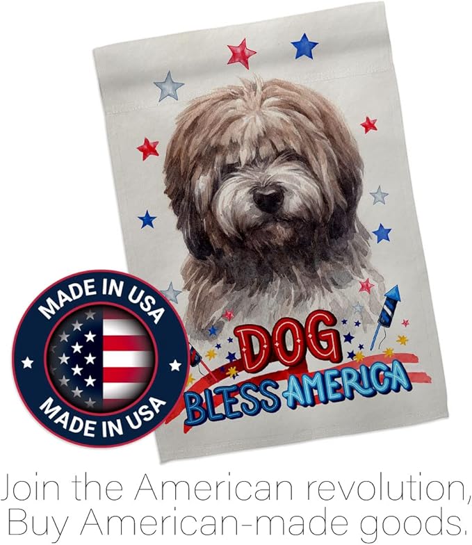 Breeze Decor Patriotic Brindle Tibetan Terrier Garden House Flag-Kit Dog Puppy Spoiled Paw Canine Fur Pet Nature Farm Animal Creature Banner Small Yard Gift Double-Sided, Made in USA