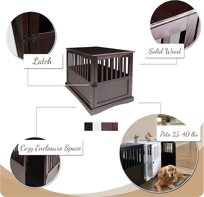 Casual Home Wooden Pet Crate, End Table, Large, New White