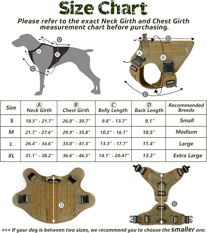 rabbitgoo Tactical Dog Harness for Large Dogs, Heavy Duty Dog Harness with Handle, No-Pull Service Dog Vest Large Breed, Adjustable Military Dog Vest Harness for Training Hunting Walking, Brown, L