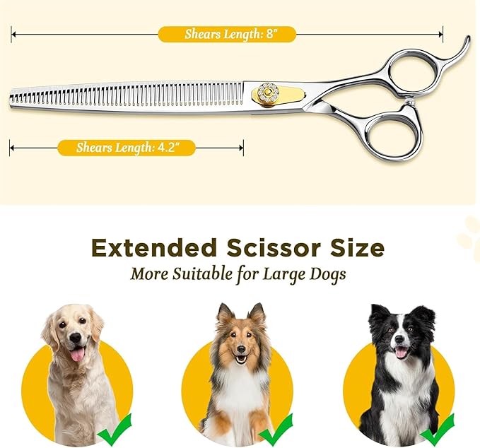 Gimars 8 Inch Sharp 54 Teeth Professional Dog Grooming Scissors Heavy Duty 440C Stainless Steel Ergonomic Pet Grooming Scissor for Dogs, Cats and Other Animals