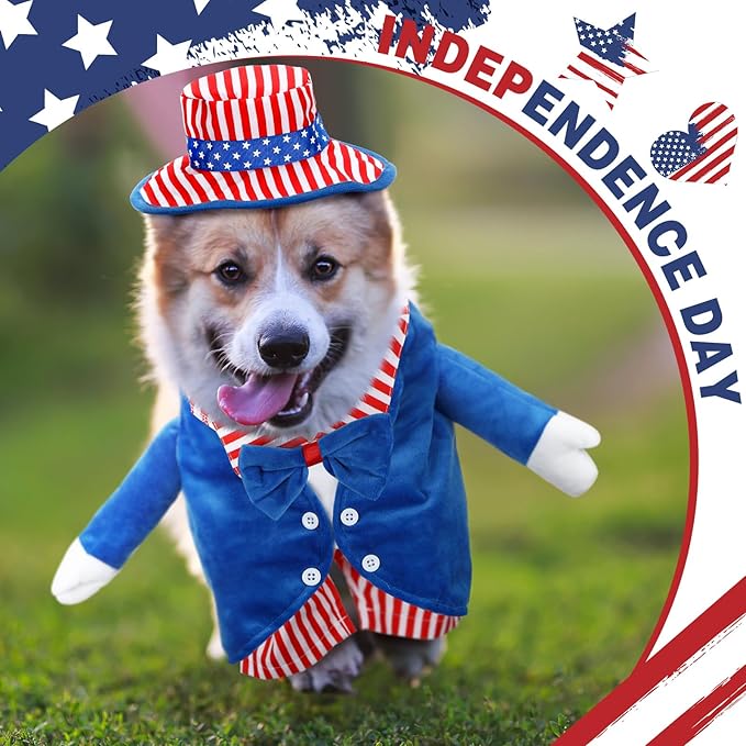 4th of July Pet Costume American Flag Dog Costumes Red Blue Stars Stripes Funny Dog Costumes for Independence Day National Day Parades Patriotic Events American Holiday Celebrations(Size S)