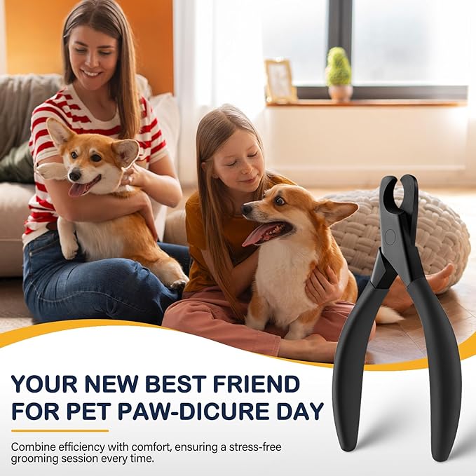 BEZOX Professional Pet Nail Clippers, Premium Sharp & Safe Pets' Paw Trimmer for Large Dogs and Small Animals, Soft Grip Cat Claw Cutter with Built-in Spring - Black Handle