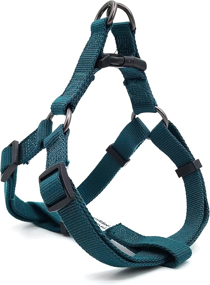 Dog Harness for Large Dogs Rayon Derived from Bamboo 90%, Polyester 10%, No Pull Large Dog Harness, Step-in Adjustable Dog Harness for Large Dogs-Teal Blue