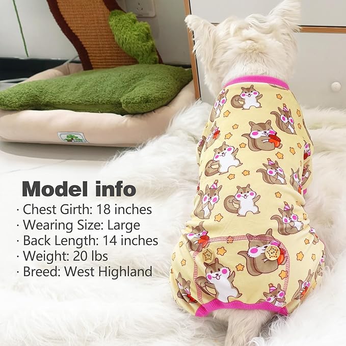 KYEESE Dogs Pajamas for Small DogsSoft Material Stretchable Dog Jammies Cat Pajamas Dog Apparel, Chipmunk, Small