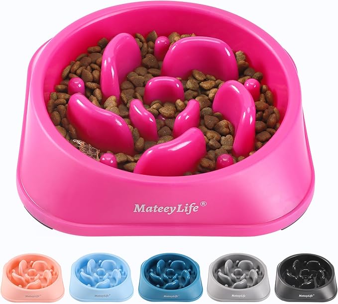 MateeyLife Slow Feeder Dog Bowls, Anti-Choking Puzzle Dog Food Bowls, Anti-Slip Interactive Feeding Slow Down Eating, Bloat Stop Maze Dishes for Medium Large Breeds Purple