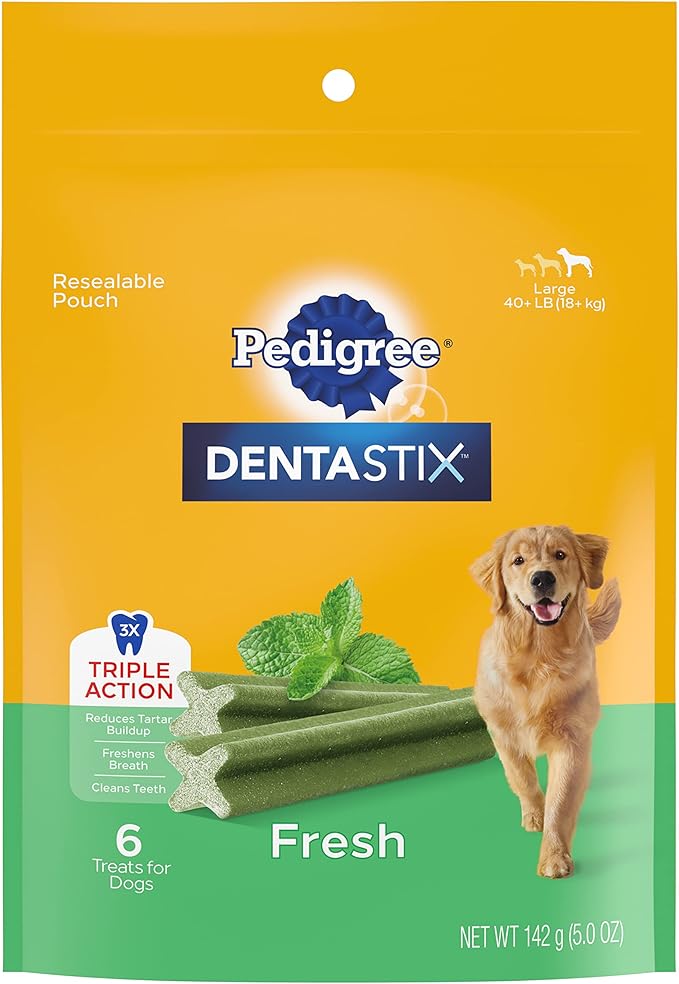 PEDIGREE DENTASTIX Fresh Dogs Treats, Large, 6 Count (Pack of 14)