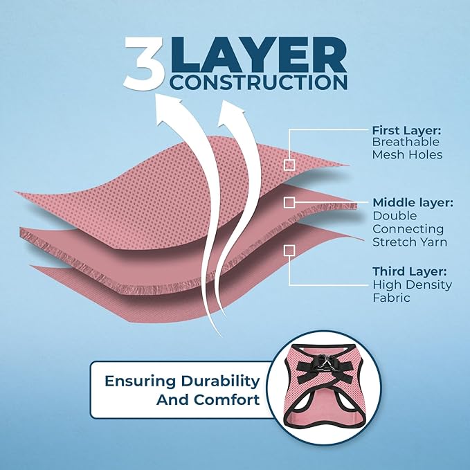 Voyager Step-in Air Dog Harness - All Weather Mesh, Reflective, No Pull Harness for Small, Medium Dogs, Cats - Secure with Hook & Loop Fastener, Buckle, Double D-Rings - Pink/Black Trim, XS