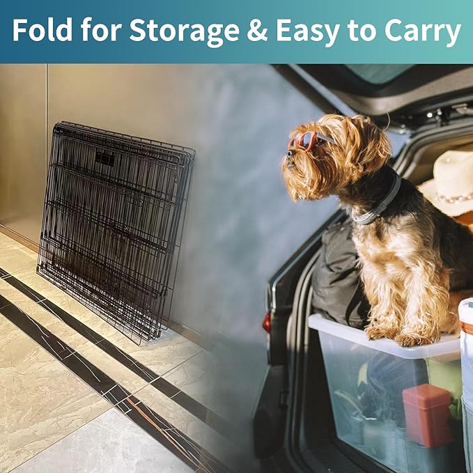 Dog Playpen Indoor with Bottom Pad/Top Cover, Dog Playpen Collapsible Metal Small Animal Kennels,8 Panels 24 "W x 24 "H for Indoor/Outdoor Small Medim Pet Yard