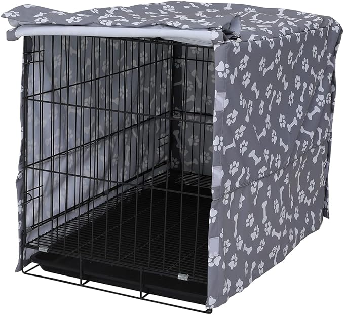 Dog Crate Cover for Wire Crates, Fits Most 30" inch Dog Crates. Easy to Put On, Take Off, and Adjust - Cover only -Sky Gray -30 Inch