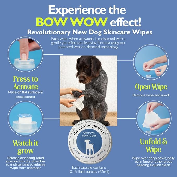 Best BARKIN' Wipes with Free Mesh Bag - Dog Wipes for Paws Ears and Butt - Micellar Aloe Scented Travel Friendly Puppy Wipes (50-Pack)