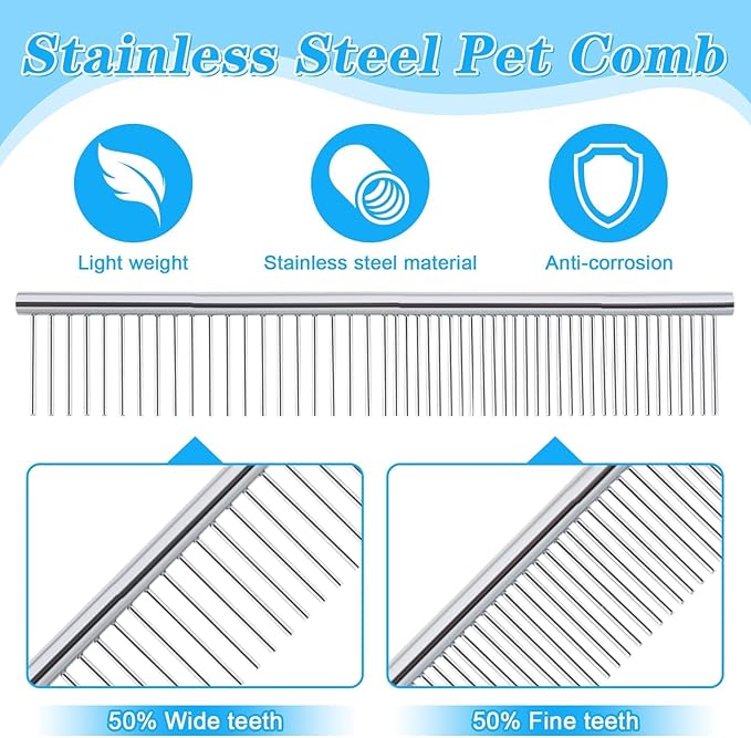 6 Pieces Pets Grooming Comb Kit Flea Lice Combs Pet Eye Tear Stain Remover Combs for Small Dogs Puppies Cats Remove Knots Crust Mucus Floating Hair