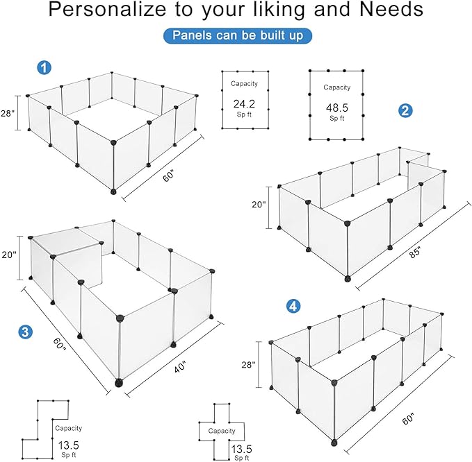 BRIAN & DANY Pet Dog Playpen, Clear Acrylic Puppy Dog Play Pen Indoor, Portable Small Animal Transparent Fence Panels for Rabbit, Kitten, Bunny, Cat, 28 X 20 Inch