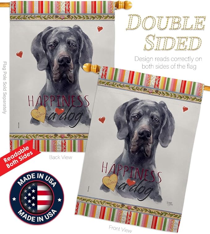 Breeze Decor Black Dane Happiness House Flag Eagle Set Dog Puppy Spoiled Paw Canine Fur Pet Nature Farm Animal Creature Banner Small Garden Yard Gift Double-Sided, Made in USA