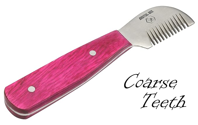 Bee Dog Grooming Coat Stripping Knife Stripper Trimmer Tool Wooded Handle Stripping Knives Set of 5 in Stainless Steel Non-Slip Tools for Grooming Dogs (PINK)