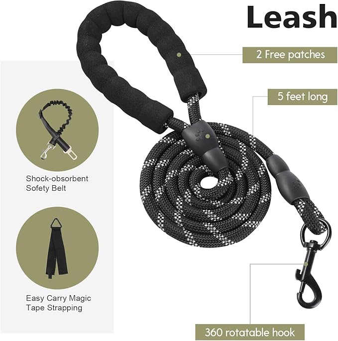 No Pull Tactical Dog Harness for Small Dogs, Escape Proof Molle Dog Vest Harness and Leash Set, Adjustable Military Service Dog Harness with Handle for Medium Large Dogs(Black, Small)