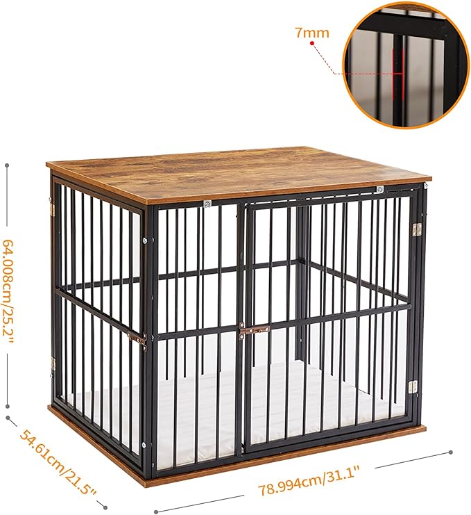 Made4Pets Dog Crate Furniture Dog Kennel Indoor Decorative Wood Dog Cage, 31”L x 21.6”L x 25.3”H, Brown
