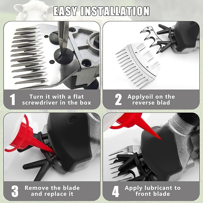 PAT JUUMG 1000W Sheep Shears Electric Farm Livestock Haircut with 2 Blades Professional Animal Clippers 6 Speed Heavy Duty Electric for Thick Horses Sheep Alpacas Goats(Black)