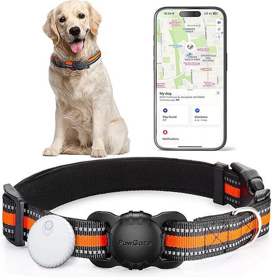 Dog Tracker Collar, No Monthly Fee Cat Tracker Collar(Only iOS), Compatible with Apple FindMy App, Reflective FinderTag Smart Collars, Anti-Lost, Key Finder for Pets/Items（NOT GPS）