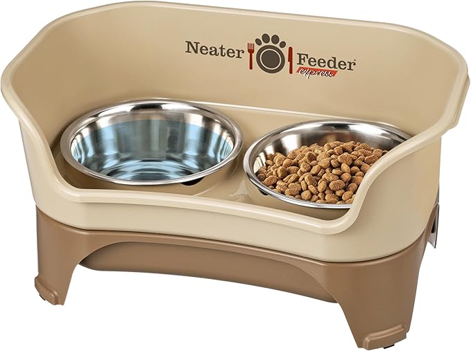 Neater Feeder Express Mess Proof Dog Bowls Elevated for Medium to Large Sized Breed, No Spill Raised Dog Food Bowl Stand, Stainless Steel Food and Water Bowl Set, Pet Dish Feeding Station, Cappuccino