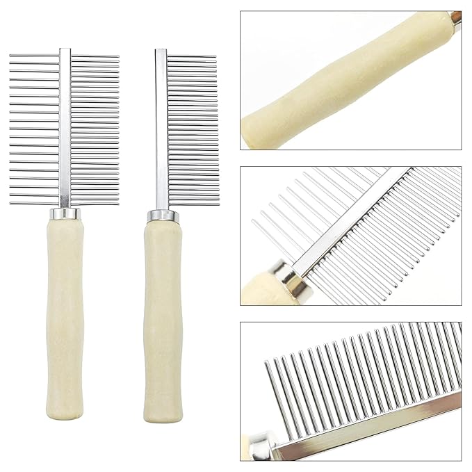 4 PACK Dog Cat Pet Comb Stainless Steel Cat Double-Sided Grooming Brush Professional Dog Grooming Comb Pet Hair Brush Cat Flea Comb for Long Short Hair Fur Brush Tool