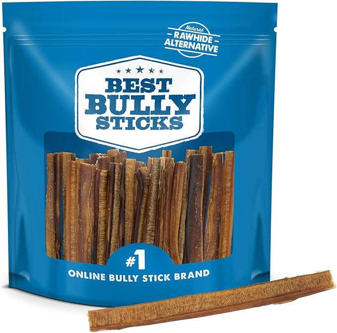 Best Bully Sticks 6 Inch All-Natural Bully Sticks for Dogs - 6” Easily Digestible, 100% Grass-Fed Beef, Grain and Rawhide Free | 25 Pack