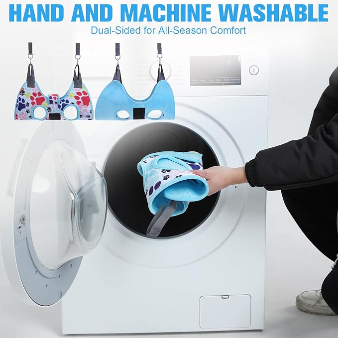 PAWCHIE Dog Grooming Hammock Harness for Dogs & Cats with Pet Nail Clipper Trimmer - Cat Hanger Sling for Trimming Clipping Nails- Dog Hammock Restraint Bag for Small Medium Large Dog, Blue S