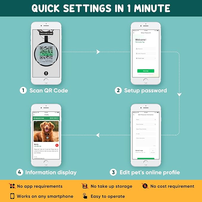 Upgraded Personalized Dog Tags Engraved with 3D QR Code for Dogs Cat Collar - Silicone Silent Pet Tag - Create Online Profile No APP Requirement (Green-Bone Black QR)