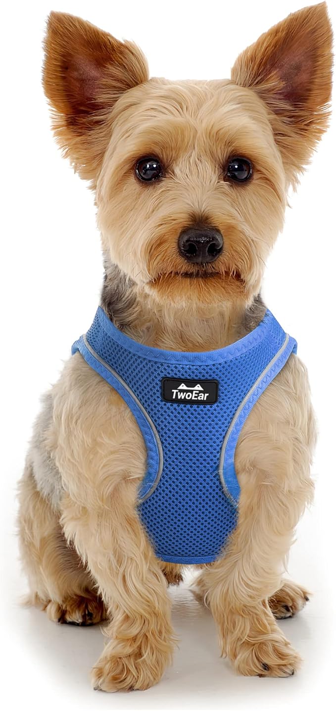 TwoEar Dog Vest Harness Reflective, No-Pull Pet Harness Easy Control with Breathable Mesh, Soft Puppy Step-in Harness No-Choke for Outdoor Walking, Training for Small Dogs(S, Blue)