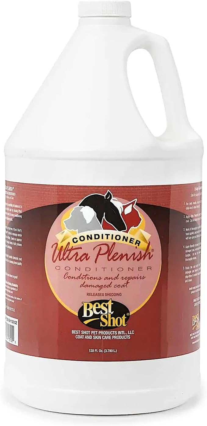 Best Shot Ultra Plenish Conditioner, Coat Release Technology, Ideal Pet Grooming Supplies, Moisturizing Conditioner for Dogs, Cats, and Horses, 1 Gallon