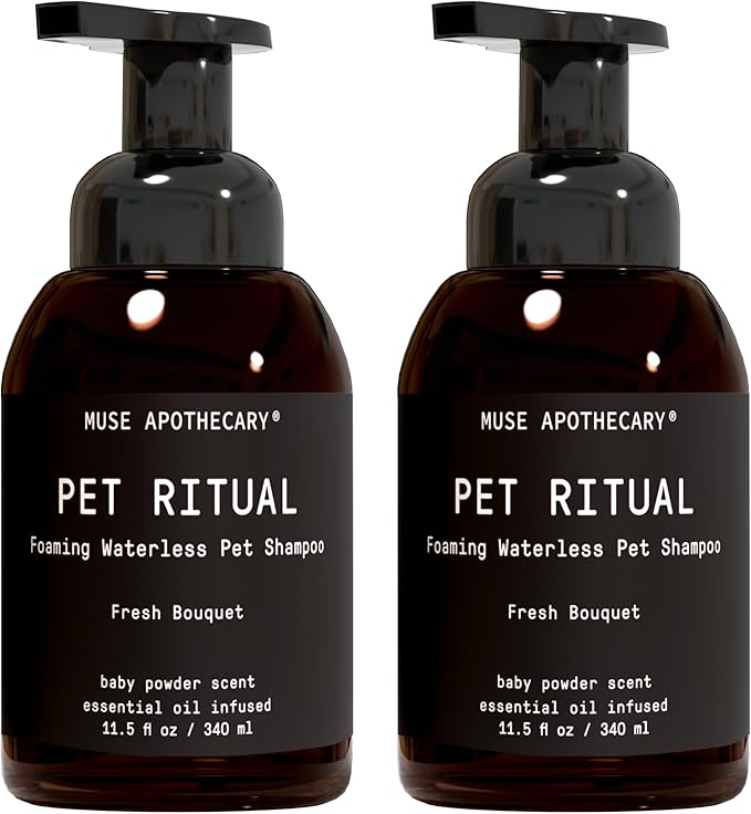 Muse Apothecary Pet Ritual Foaming Waterless Shampoo for Dogs, Waterless Dog Shampoo Foam, No Rinse Dog Shampoo, Waterless Dog Shampoo for Large Dogs - Essential Oils Infused, 11.5oz Fresh Bouquet