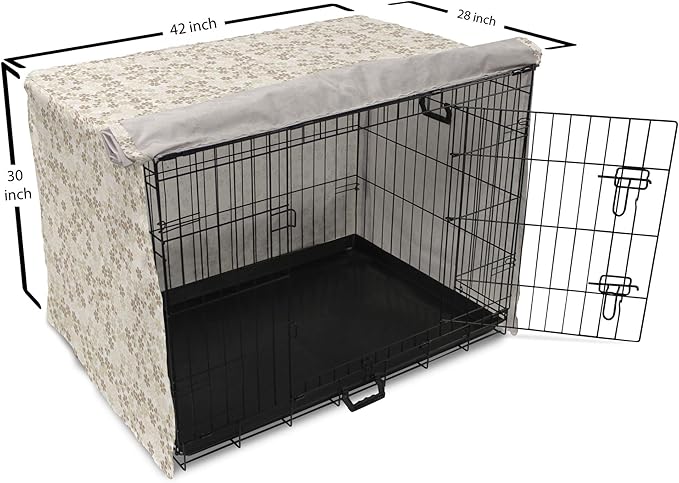 Ambesonne Flower Dog Crate Cover, Flowers Bouquet Blossoms Ornamental Simplistic Monochromic Summer Art, Easy to Use Pet Kennel Cover for Medium Large Dogs, 42 Inch, Beige Umber