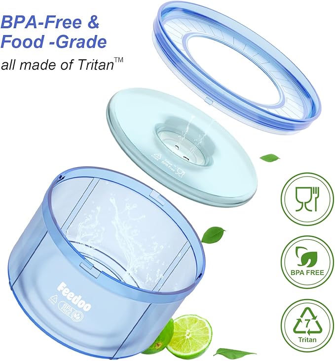 1Gallon/128oz Dog Water Bowl No Spill, Tritan BPA Free Spill Proof & No Splash Dog Water Bowl for Messy Drinkers, Slow Drinking Water Bowl for Large Dogs, Anti-Digging Paws【Serenity Blue】