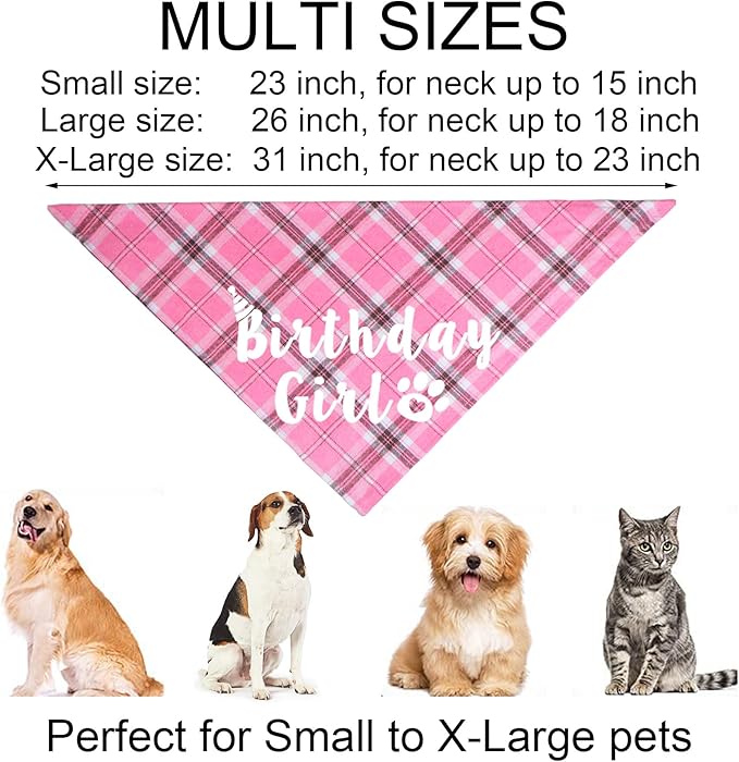 Dog Birthday Party Supplies, Multi Sizes Dog Birthday Bandana Girl Dog Birthday Hat Crown with Birthday Numbers Bow Tie for Small Dogs Pets (Pink, Small)