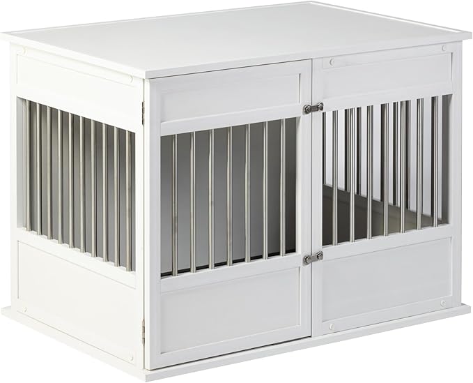 New Age Pet Horizon Pet Crate - Durable ECOFLEX with Stainless Steel Spindles, Bone-Shaped Latches, Easy Access Door, Stylish Design, 10-Year Warranty, Available in 3 Sizes & 2 Colors