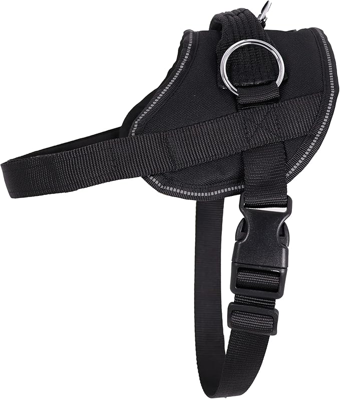 Bark Appeal Black No-Pull Dog Harness for Extra Small to Small Sized Pets – Adjustable, Reflective Vest with 3 Leash Clips for Added Control, Easy Walks & Training – Small