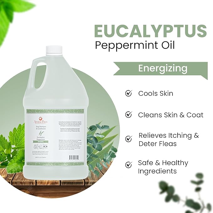 Dog Shampoo – Cleansing Wash, Conditioning, Moisturizing – Healthy Ingredients – Aromatic Grooming Puppy Shampoo – Tearless Cleaner, Eucalytpus Peppermint