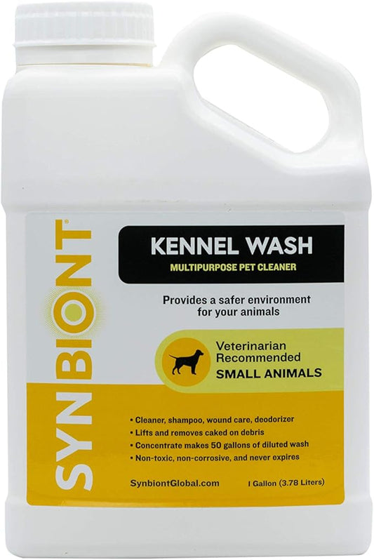 Synbiont Kennel Wash 1 Gallon Concentrate - Cleaner & Deodorizer for Birds, Cats, Dogs, Rabbits, Chickens - Dog Kennel Deodorizer Alternative - Pet Shampoo