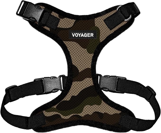 Voyager Step-in Lock Pet Harness - All Weather Mesh, Adjustable Step in Harness for Cats and Dogs by Best Pet Supplies - Army/Black Trim, XL