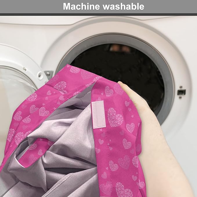 Lunarable Love Dog Crate Cover, Romantic Theme Abstract Heart Shapes Valentines Day 14th February Design, Easy to Use Pet Kennel Cover for Cats & Medium Dogs, 30 Inch, Hot Pink