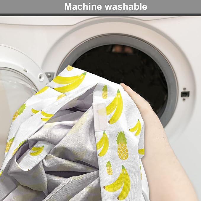 Lunarable Yellow Pineapple Dog Crate Cover, Continuous Ananas and Banana Tropical Fruits Print, Easy to Use Pet Kennel Cover for Cats & Medium Dogs, 30 Inch, Yellow Green Yellow