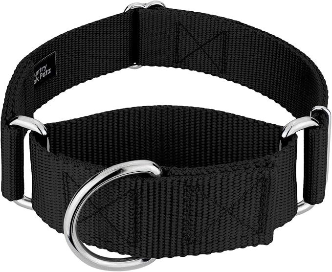 Country Brook Petz 1 1/2 Inch Martingale Heavy Duty Nylon Adjustable Dog Collar for Small, Medium, Large Breeds - Vibrant 17 Color Selection (Black, Large)