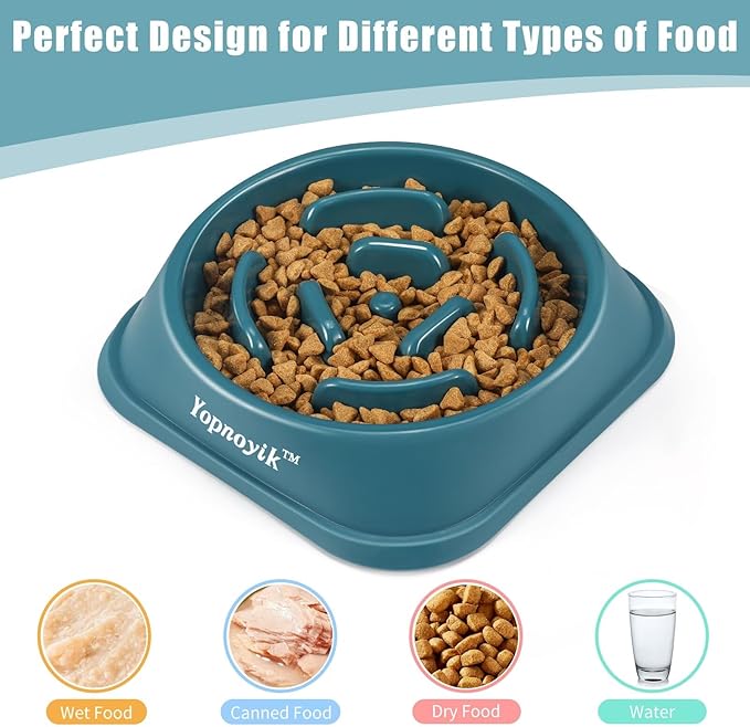 Slow Feeder Dog Bowls for Healthy Eating, Non-Slip and Anti-Choking Design, Reduces Bloating & Overeating for Small & Medium Dogs and Cats, Easy to Clean