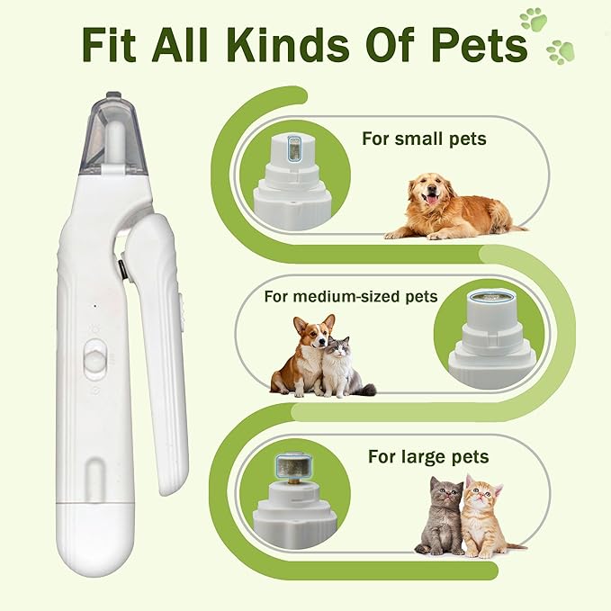 2-in-1 Dog Nail Grinder & Dog Nail Clippers Trimmers for Large Medium Small Dogs Cats Pets Claw Trimmer with LED Lights (Pink)