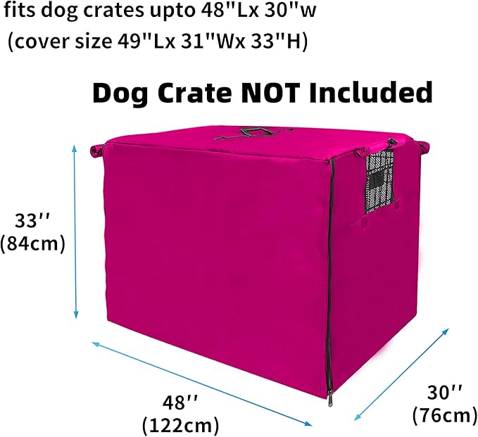 Dog Crate Cover 48 inch XL Dog Kennel Outside Cover, Big Dog Cage for Large Dogs Wire with1 2 3 Doors, Waterproof 600D Oxford Fabric Indoor/Outdoor Pink（Dog Crate NOT Included）